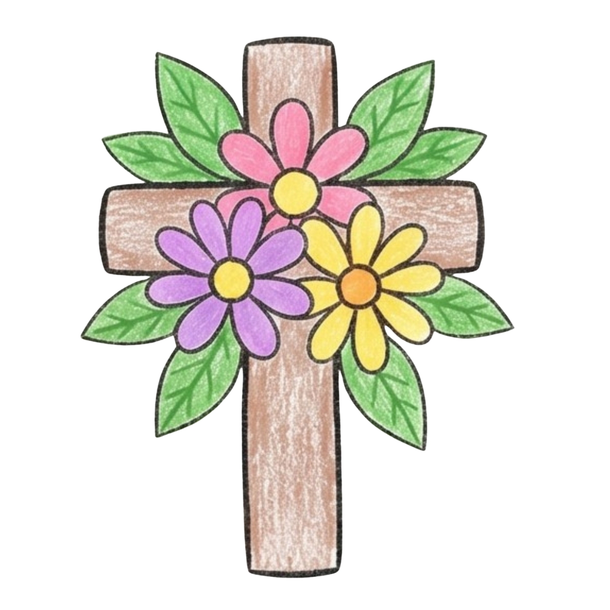 cross-drawings-with-flowers