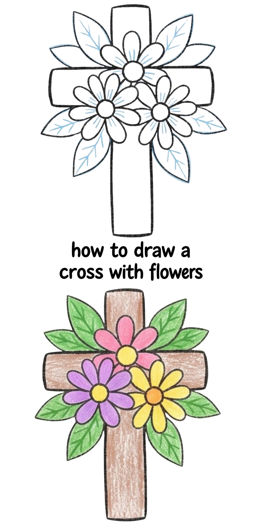 How to Draw a Cross with Flowers: A Floral Cross Drawing Tutorial
