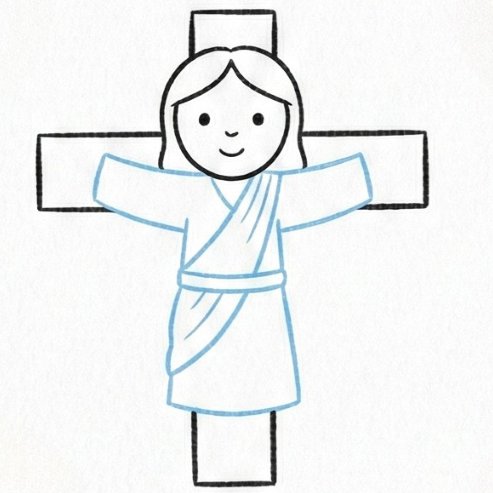 Draw Jesus Worksheet How to Draw a Cross With Jesus: A Cute Crucifix Drawing Tutorial