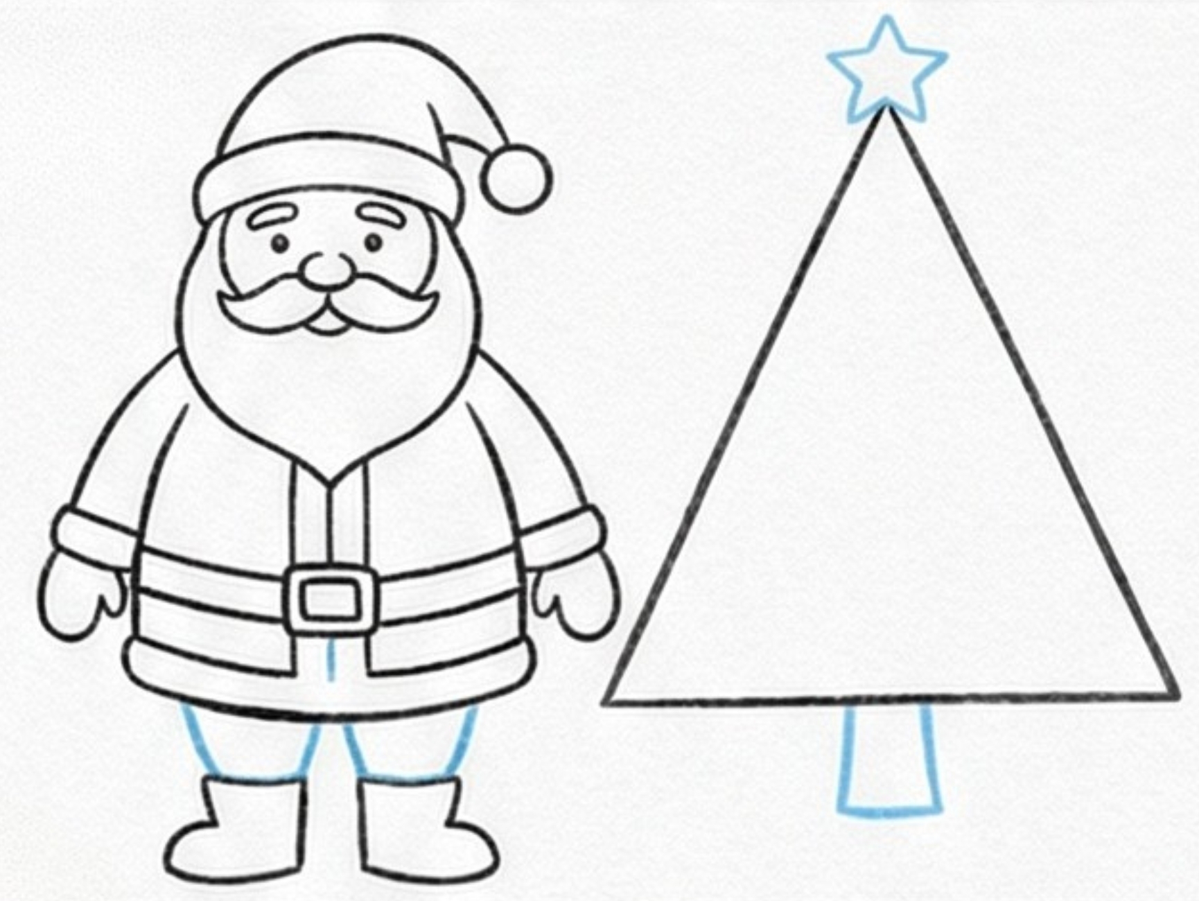 Draw Triangle Santa How to Draw Santa Claus and Christmas Tree: Create a Festive Pop Art Scene
