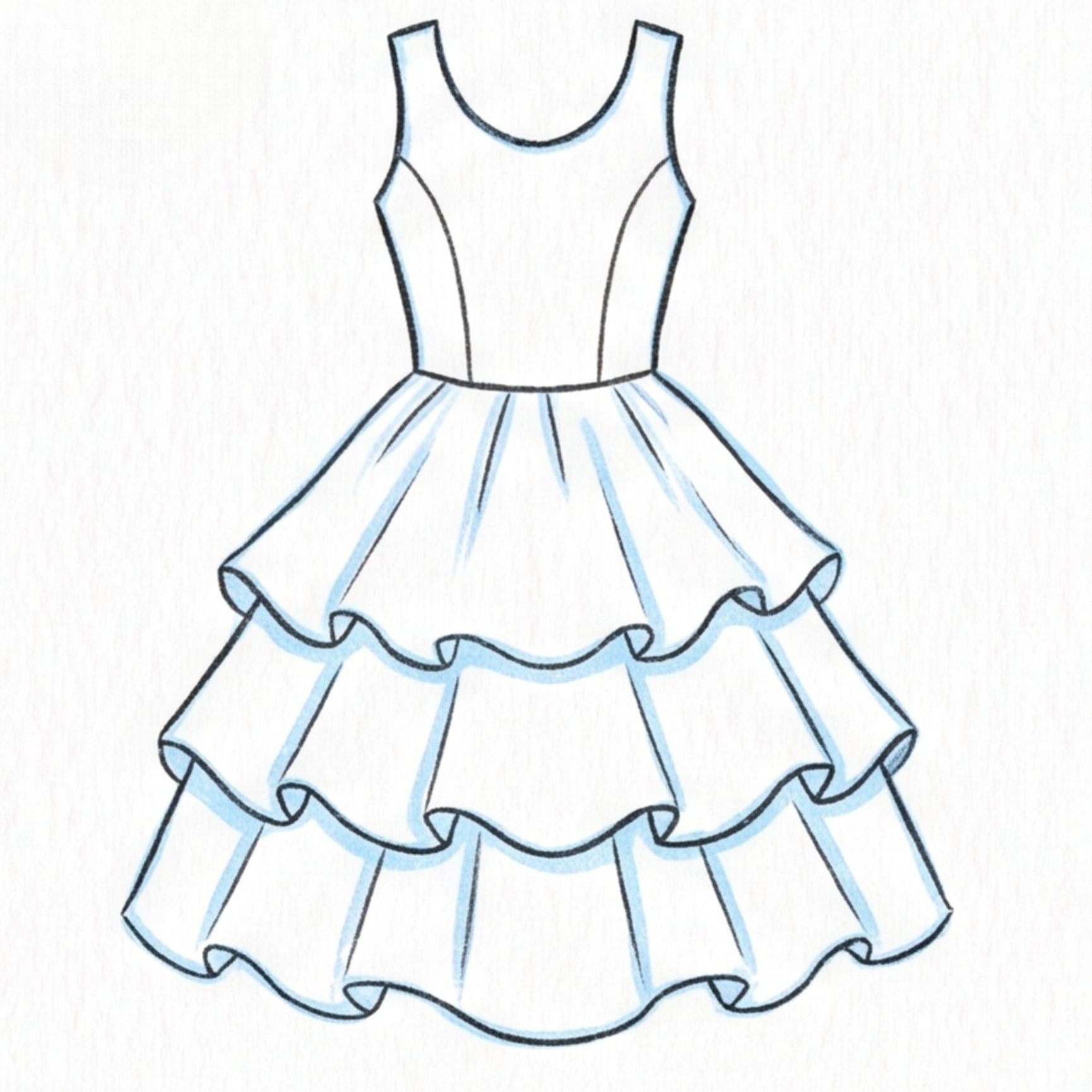 cute dress designs drawings How to Draw Ruffles on a Dress: Easy Step-by-Step Tutorial for Beautiful Flowing Dresses Purple SMOCKED WAISTBAND Bridesmaid Dusty Blue Infinity Size:US 9 (EUR 40)