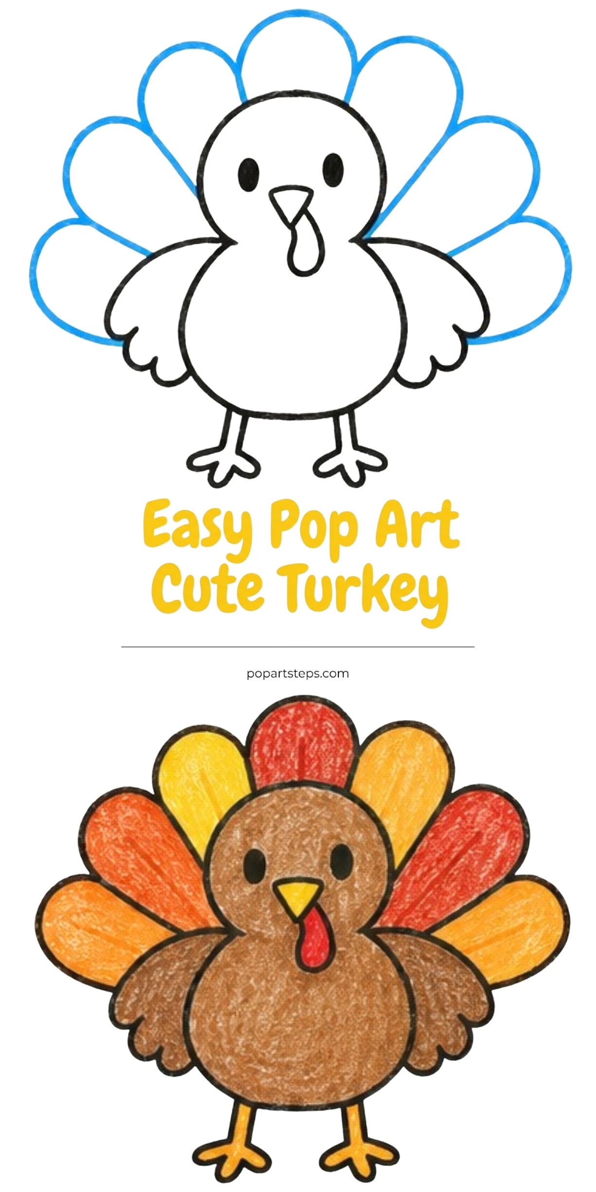 How to Draw a Cute Turkey: Easy Thanksgiving Drawing Tutorial